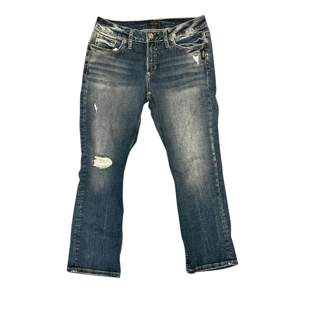 Silver Jeans Distressed Elyse Capri - Size 28